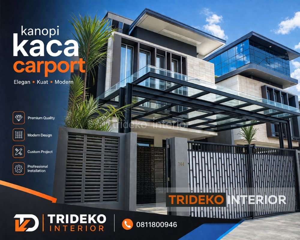 Kanopi kaca trideko