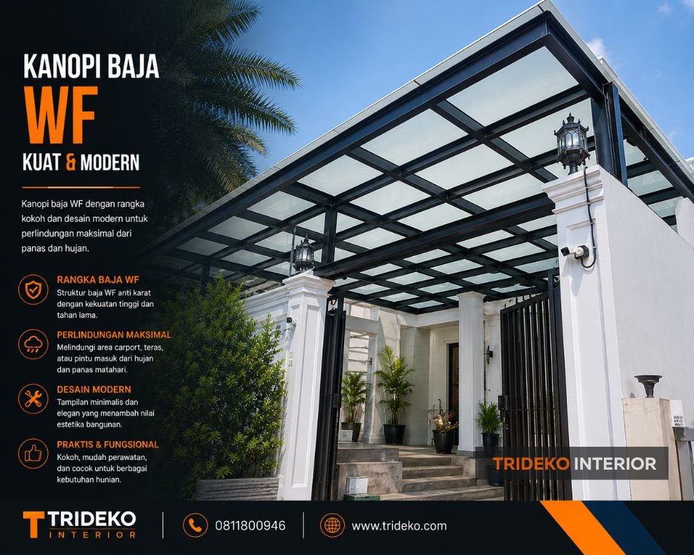Struktur Kanopi Kaca dengan Baja