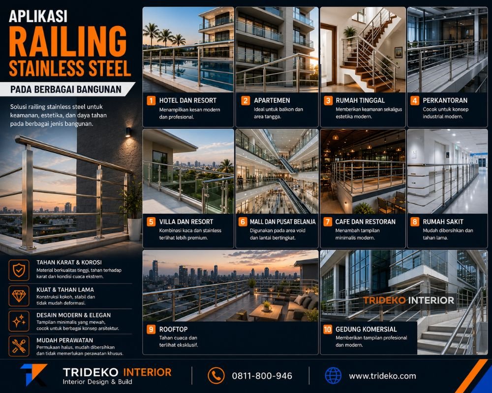 Aplikasi railing stainless steel