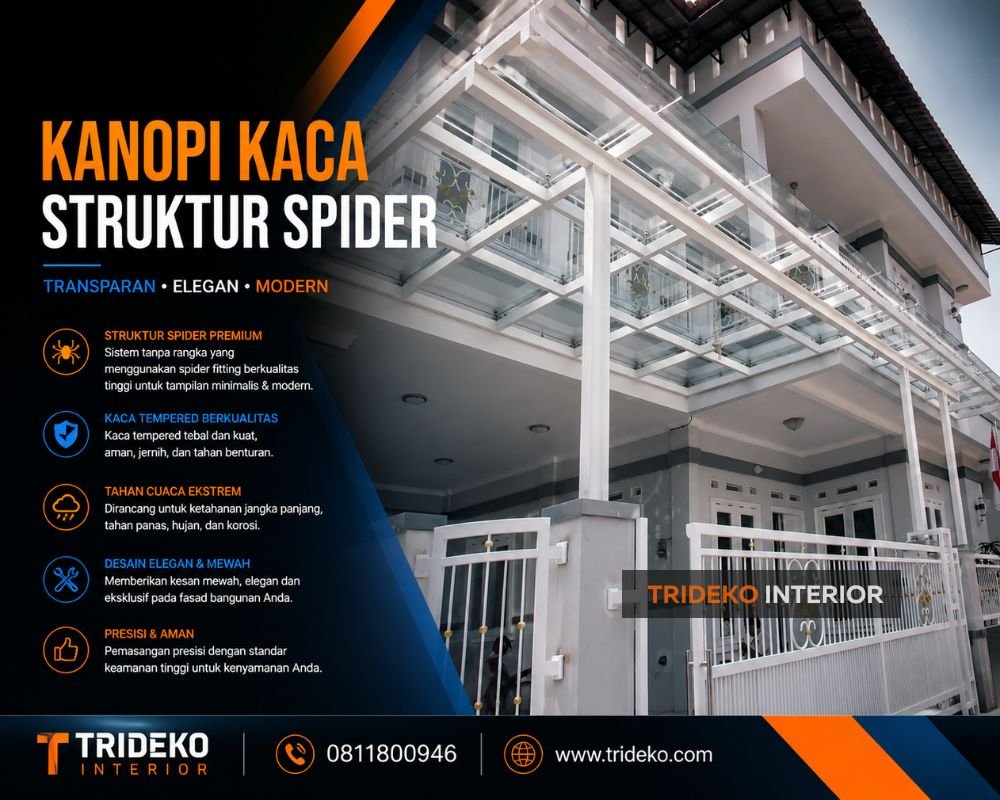 Kanopi Kaca Struktur Spider