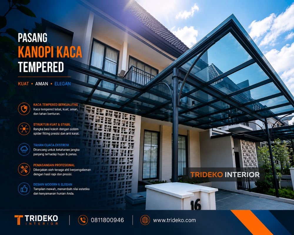 Pasang Kanopi Kaca Tempered