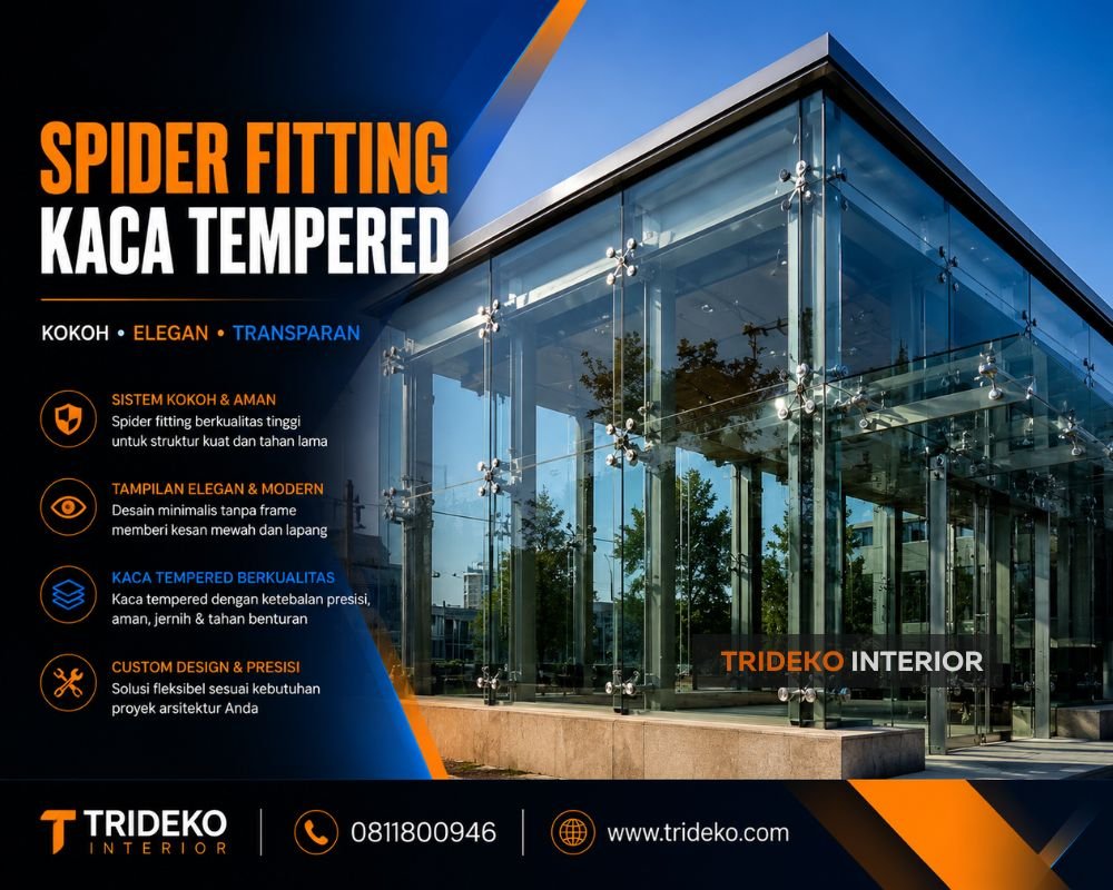 Spider Fitting Kaca Tempered