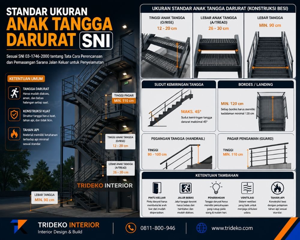Standar Ukuran Anak Tangga Darurat SNI