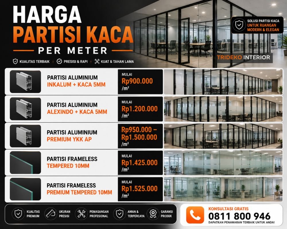 apa itu partisi kaca per meter
