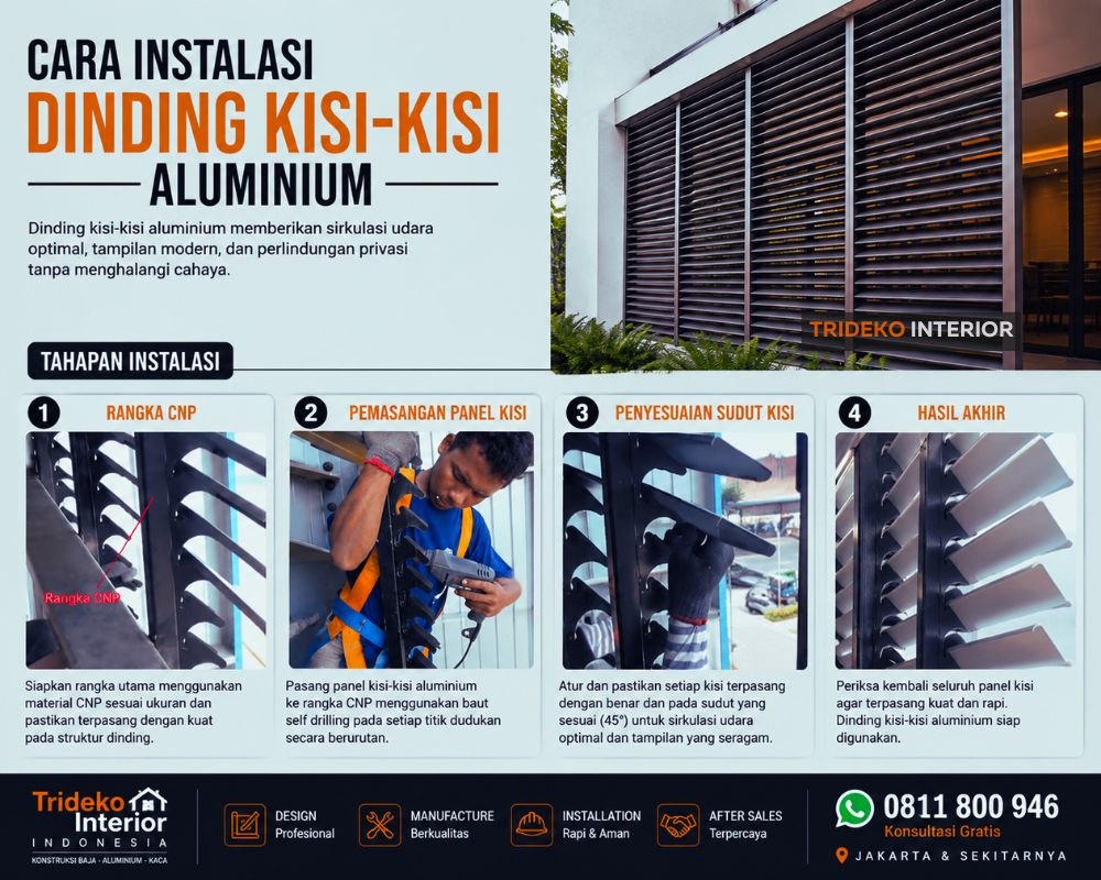Instalasi Dinding Kisi-Kisi Aluminium