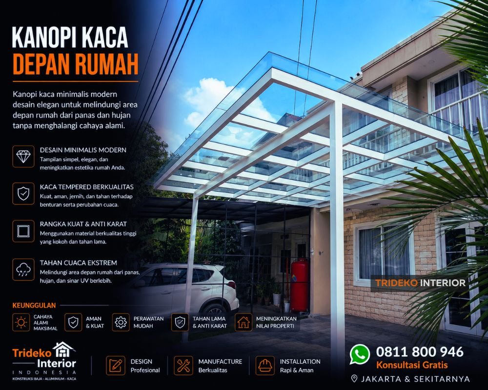 Kanopi Kaca Carport 3 Kanopi Kaca Depan Rumah