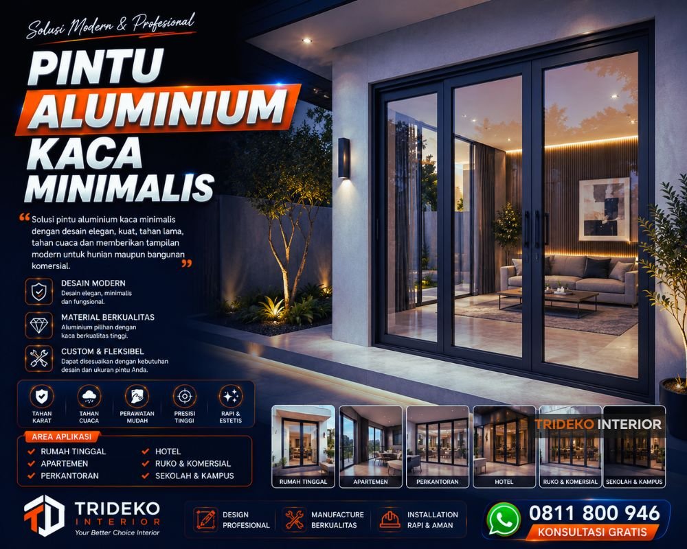 Pintu Aluminium Kaca Minimalis Modern