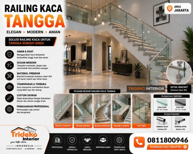 Railing Kaca Tangga: Harga, Jenis & Pasang Jakarta