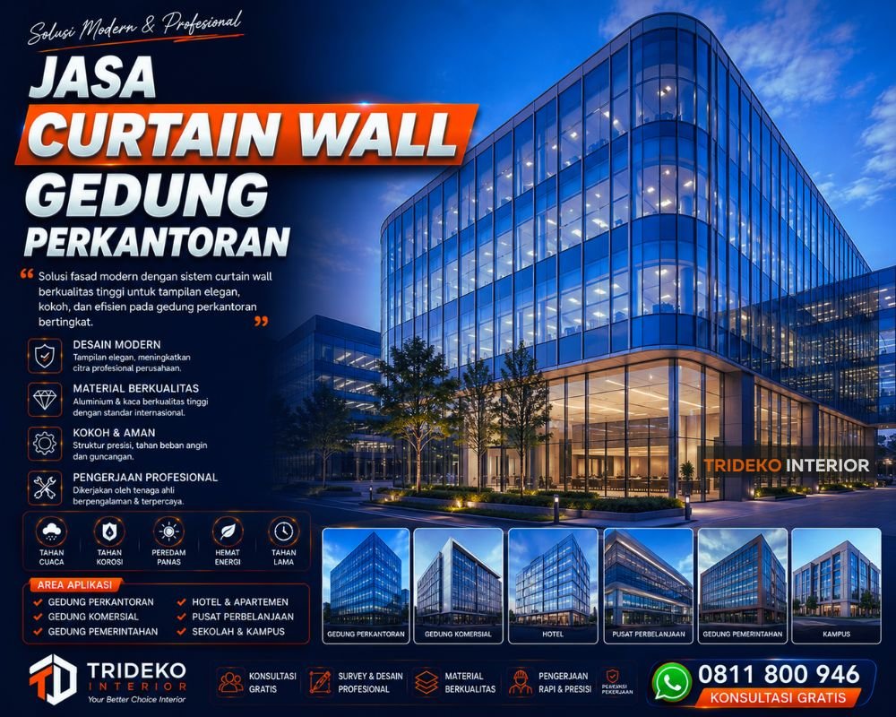 Jasa Curtain Wall Gedung Perkantoran Modern