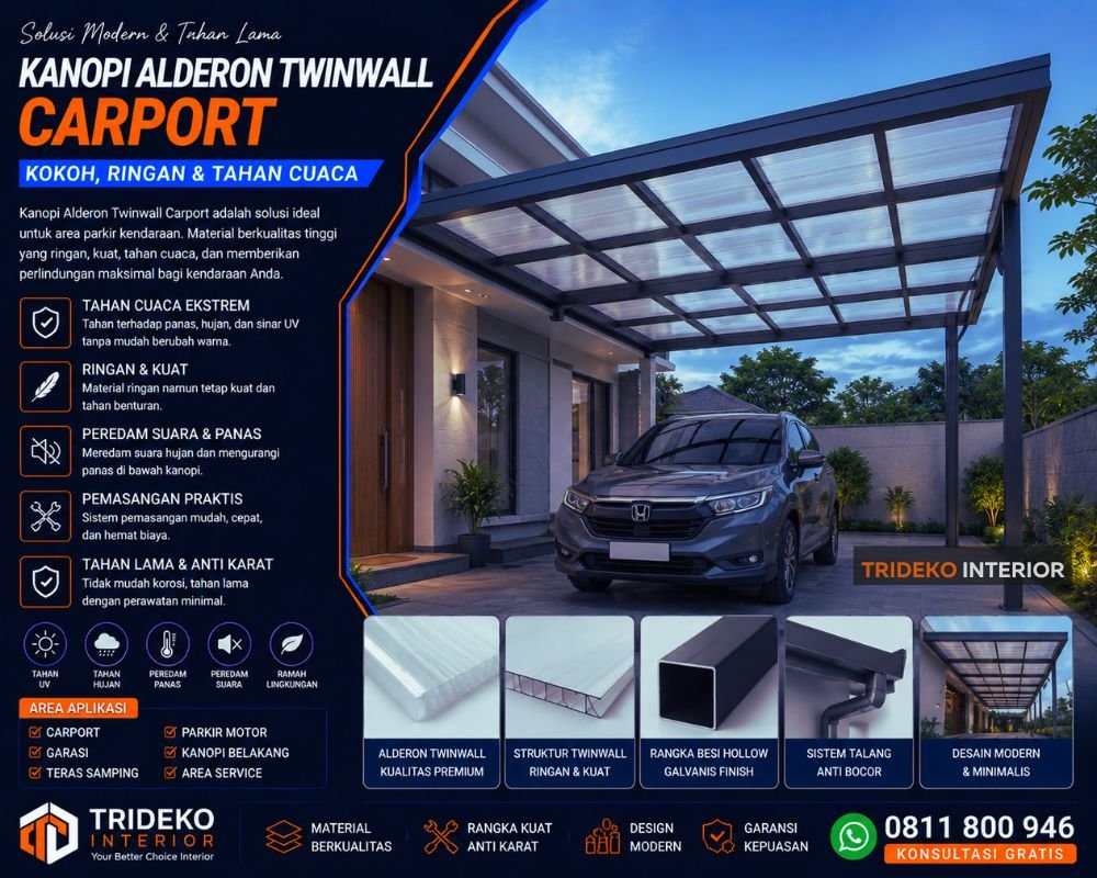 Kanopi Alderon Twinwall Berongga Insulasi