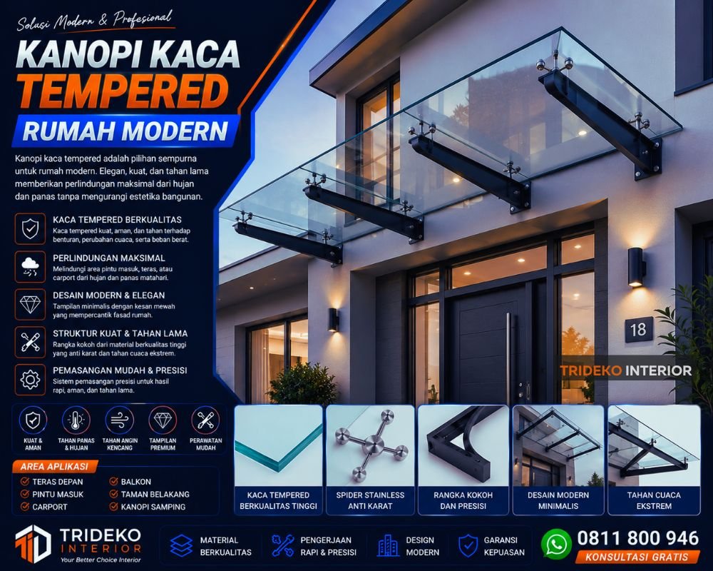 Kanopi Kaca Tempered Modern