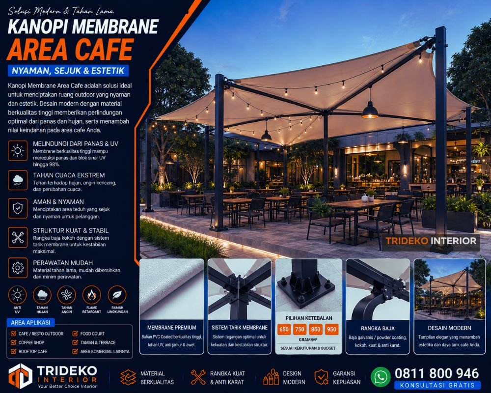 Kanopi Membrane PVDF Untuk Area Outdoor Premium