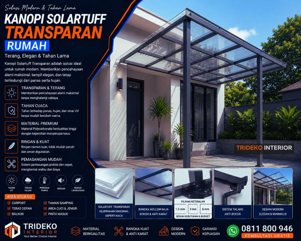 Kanopi Solartuff Solid Tahan UV Premium