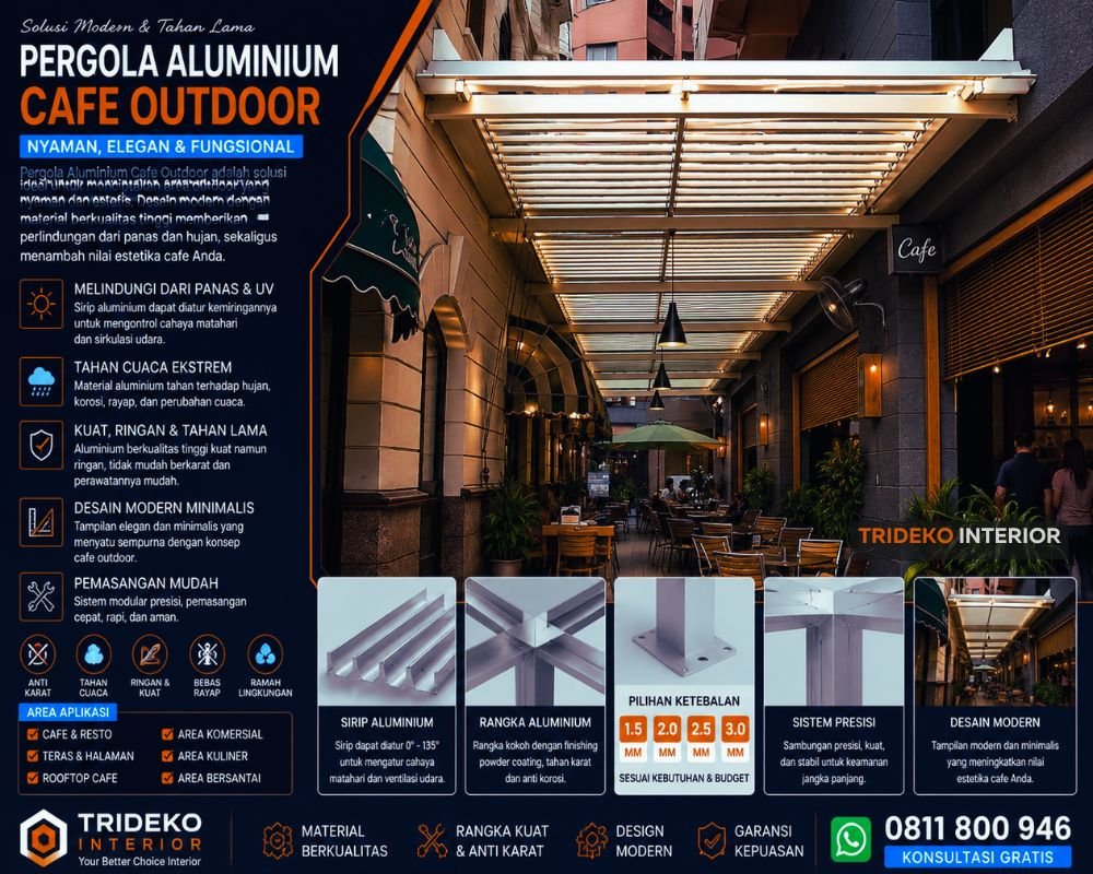 Pergola Aluminium Premium Untuk Villa Dan Resort