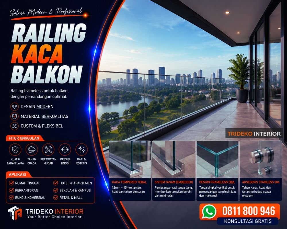 Railing Kaca Balkon Cikarang