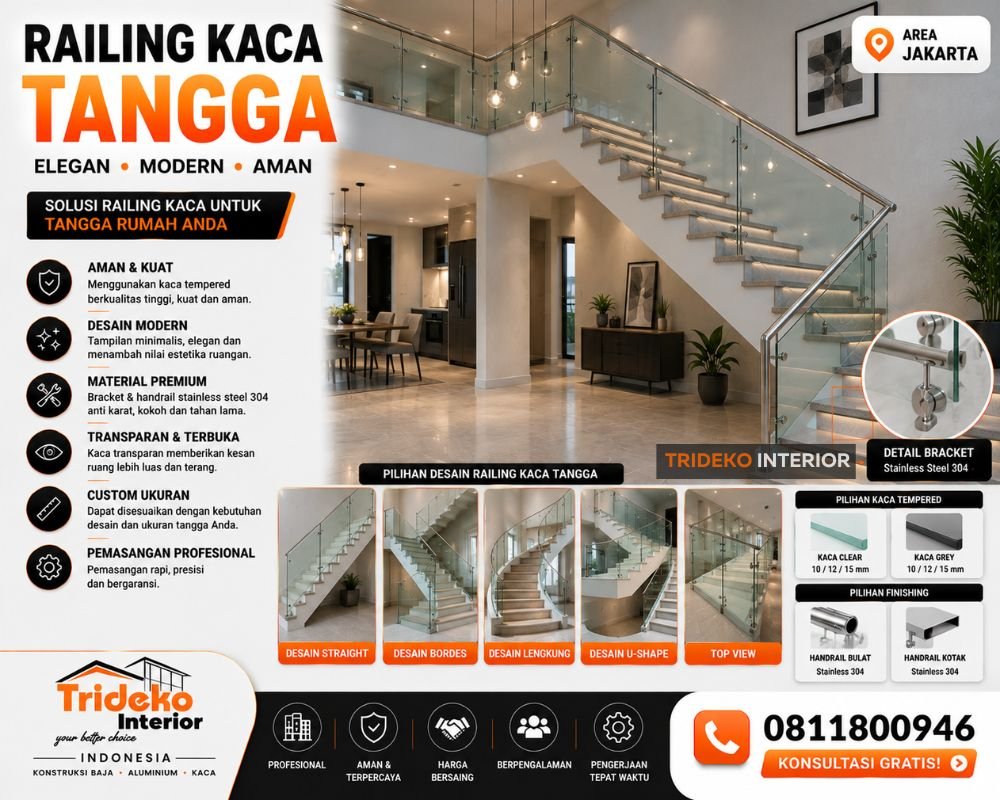 Railing Stainless Steel Kaca Cikarang