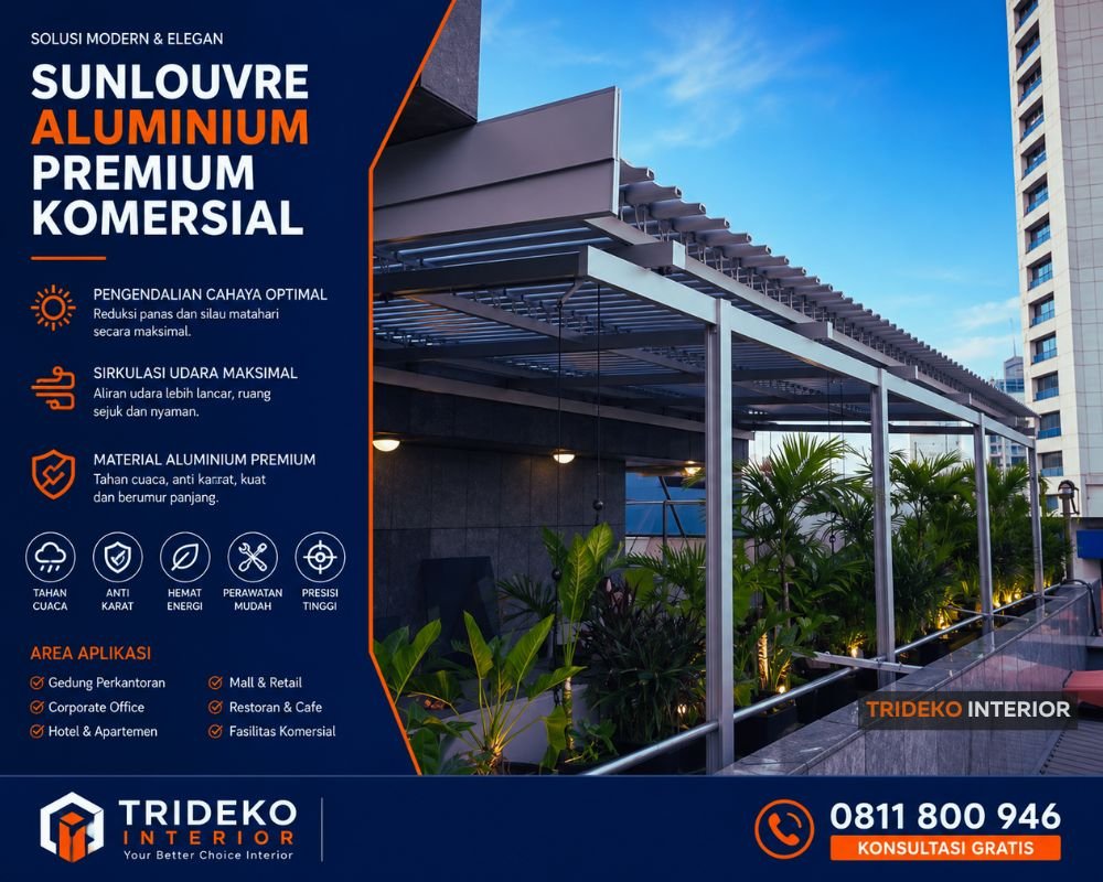 Sunlouvre Aluminium Modern Untuk Fasad Dan Shading