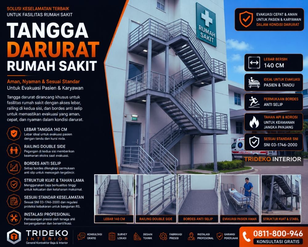 Tangga darurat hotel resort Nongsa Batam galvanis premium anti korosi laut